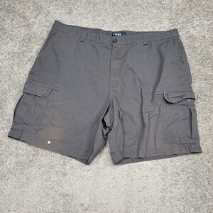 Chaps Mens Grey Cotton Ripstop Cargo Shorts Size 46 Casual Utility Workwear